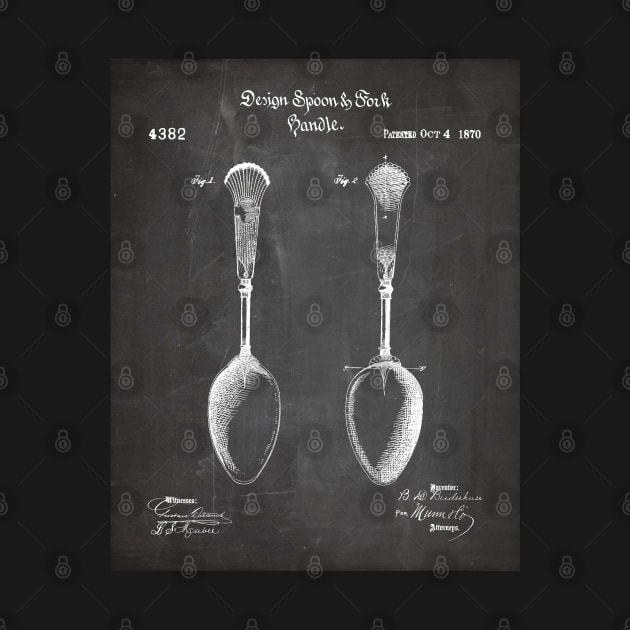 Kitchen Spoon Patent - Cooking Baker Kitchen Décor Art - Black Chalkboard by patentpress