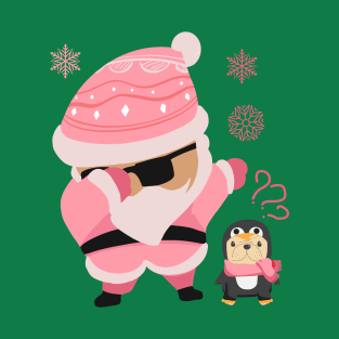 Pink Santa Claus Dabbing Through The Snow T-Shirt