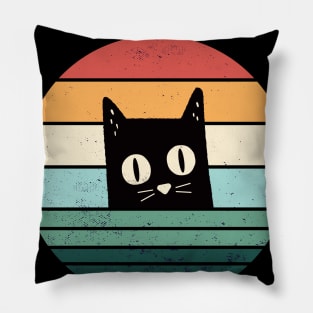 Vintage Cat Shirt | Retro Style T-Shirt | Black Cat Shirt | Cat Shirt | Cat Lover | Design B Pillow