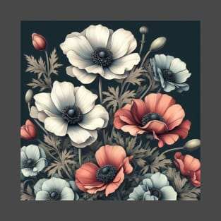 anemone and poppy flower pattern 3 T-Shirt