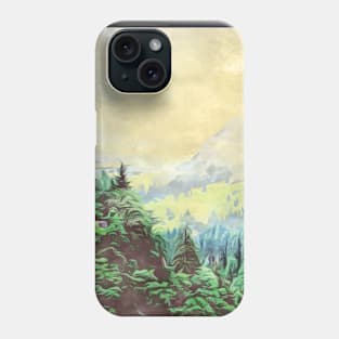 Forest trees watercolor art painting Phone Case