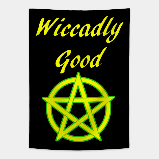 Wicca Pun Wiccadly Good Pentacle Pentagram Tapestry by Mindseye222