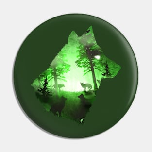 Green Wolf Pin