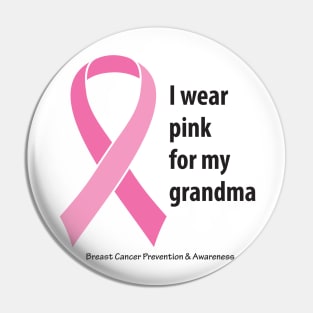 Breast cancer ribbon for grandma, with black type Pin