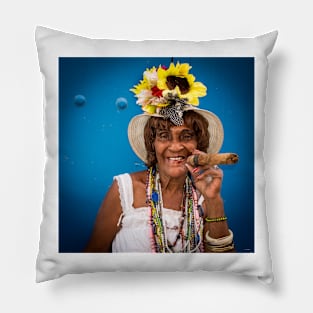 Cigar woman in Havana, Cuba Pillow