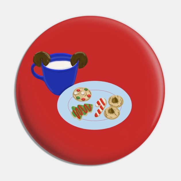 Christmas Cookies and Milk Pin by tesiamarieart