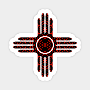 New Mexico State Flag Zia - Red Sacred Geometry Zia Magnet