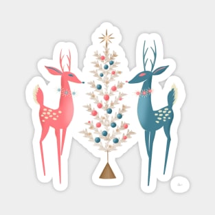 Midcentury Pink And Aqua Holiday At The North Pole Magnet
