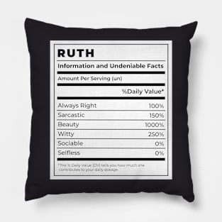 Funny Food Label Female Ingredients RUTH Pillow