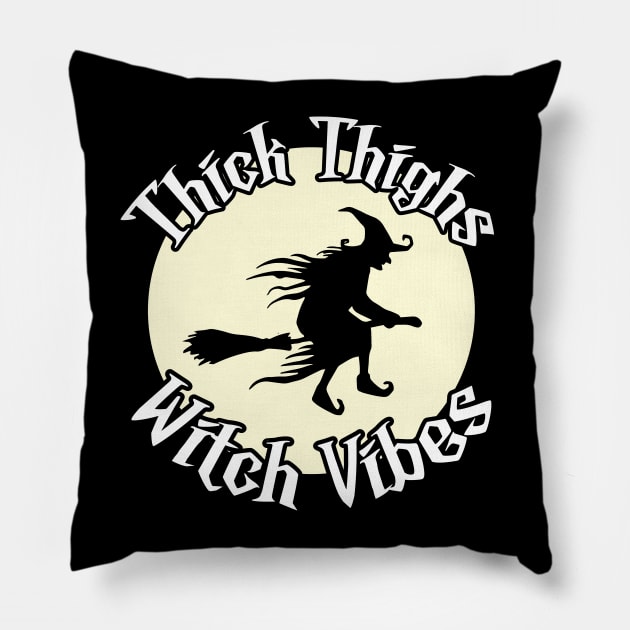 Thick Thighs Witch Vibes Vintage Witch Pillow by Huhnerdieb Apparel