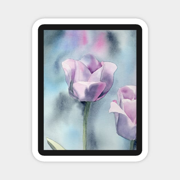 Watercolor Tulip Fine Art Painting2 Magnet by Sandraartist