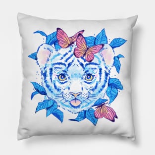 Tiger and butterflies Pillow