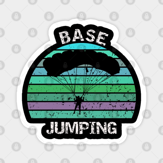 Base Jumping - vintage sunset design Magnet by BB Funny Store