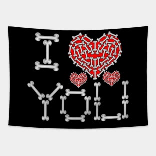 I Love You - Skeleton Bones & Red Heart Tapestry