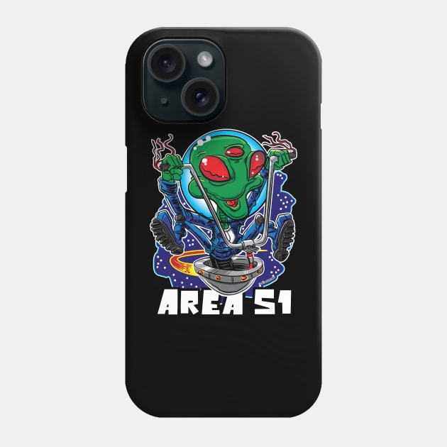 Area 51 Alien UFO with Handlebars Phone Case by eShirtLabs