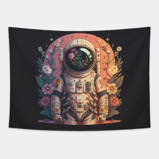 Astronaut with flowers Tapestry