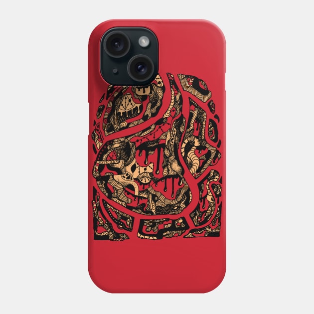 Abstract Wave of Thoughts No 3 - Red and Cream Phone Case by kenallouis