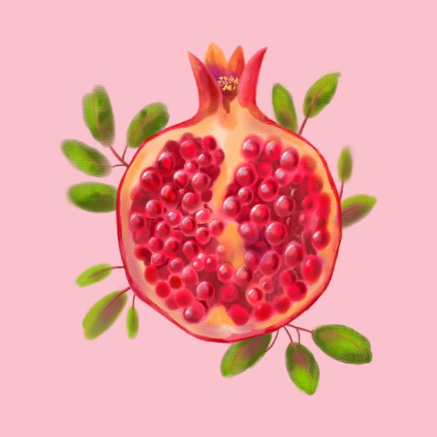 Pomegranate in pastel painting style by meridiem