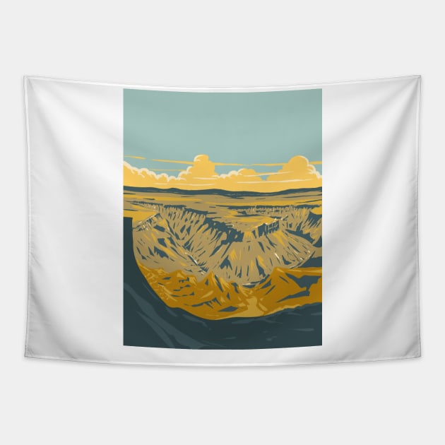 Fish River Canyon or Visrivier Kuil in Namibia Southern Africa WPA Art Deco Poster Tapestry by patrimonio