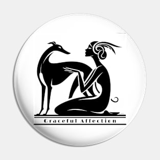 Greyhound And Woman Art Deco Pin