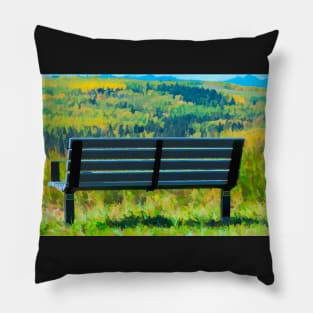 Bench with a view illustration. Pillow