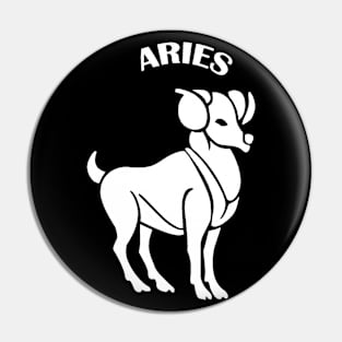 Aries Astrology Zodiac Sign - Aries  Ram Astrology Birthday Gifts Ideas - Black and White Pin