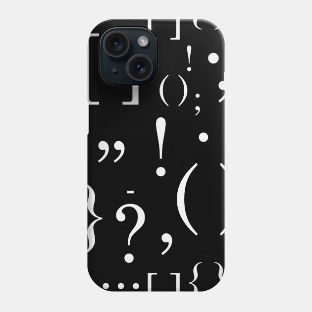 Punctuation Pattern (White) Phone Case by inotyler