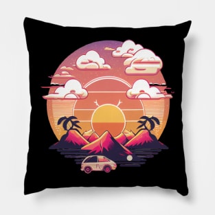 Retro Summer Drive Pillow