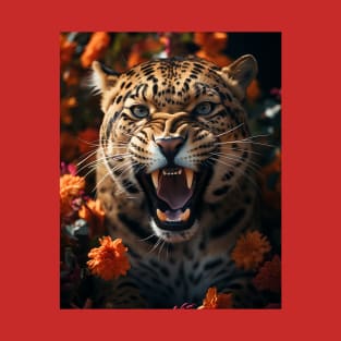 Floral Jaguar Roar 2 T-Shirt