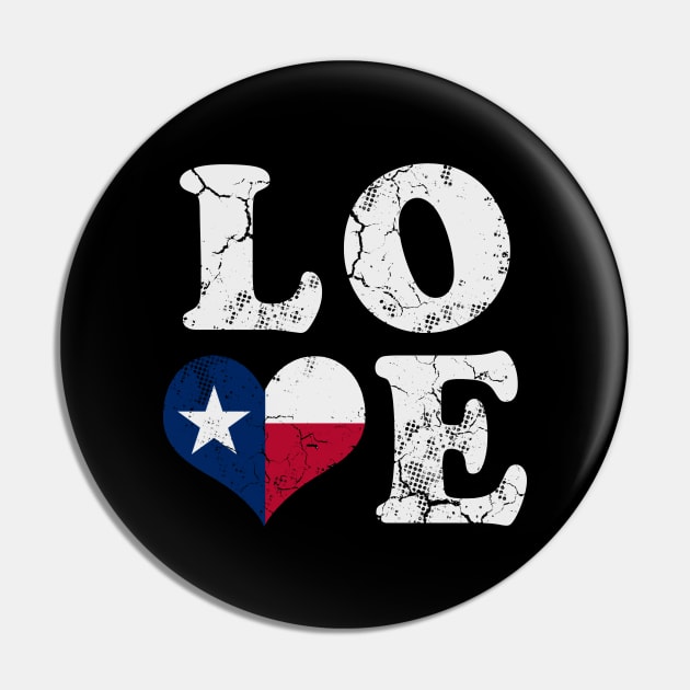 Love Texas Flag Heart Texan Pin by E