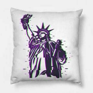 Statue of Liberty Glitch Artwork Pillow