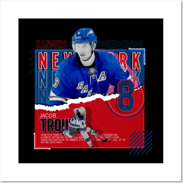 Jacob Trouba Hockey Paper Poster Rangers shirt 