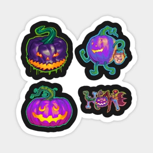 Halloween Purple Jack O' Lantern Sticker Pack Magnet
