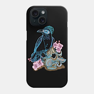 Blue crown and skull cat Phone Case