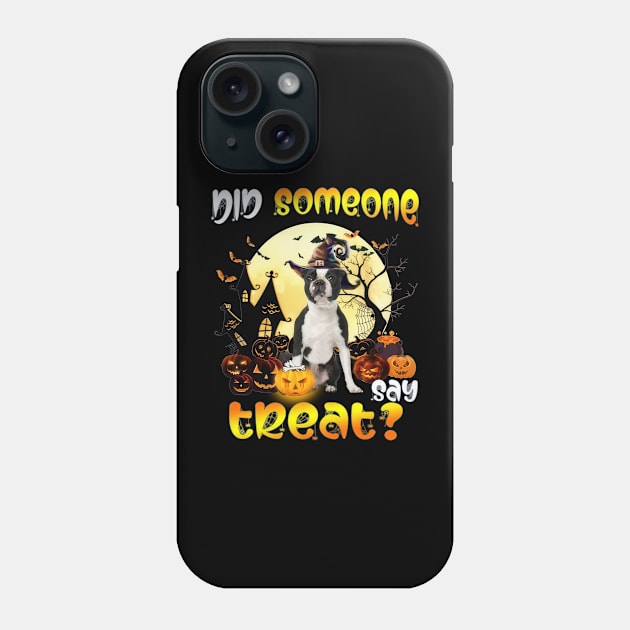 Black Boston Terrier Did Someone Say Treat Happy Halloween Phone Case by TATTOO project