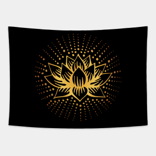 Black Golden Lotus Mandala Tapestry