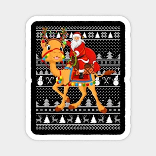 Ugly Xmas Santa Riding Camel Christmas Magnet