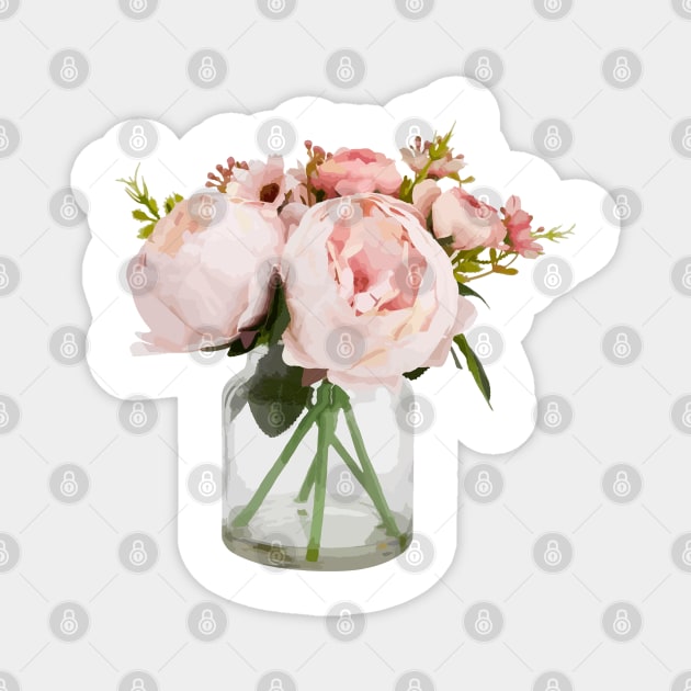 Peonies Vase Illustration Magnet by ClaraMceneff