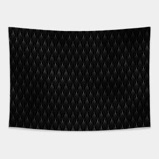 Black and Silver Foil Vintage Fan Art Deco Pattern Tapestry