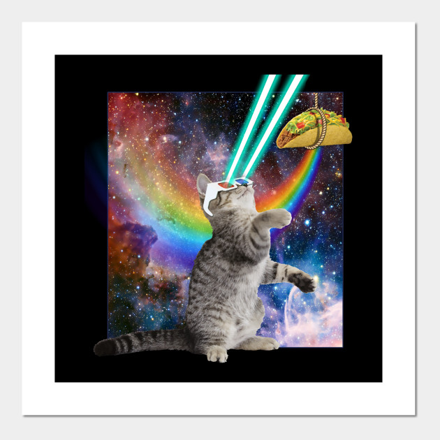 Laser Cat Chasing A Rainbow Taco 3d Glasses Space Gift