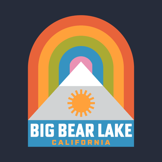 Big Bear Lake California Rainbow Retro Mountain Badge by PodDesignShop