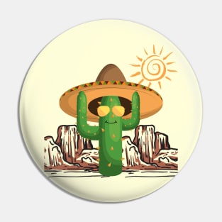 A happy cactus in the desert Pin