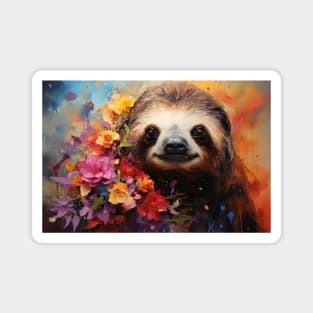 Flower Garden Sloth Magnet