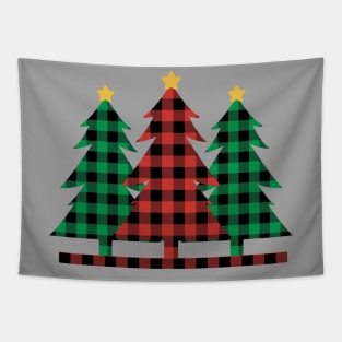 Buffalo Plaid Christmas Trees Tapestry