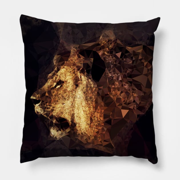 Low poly Golden Lion Pillow by DyrkWyst