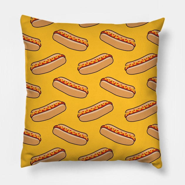 Hotdog Yellow Pattern Pillow by saradaboru