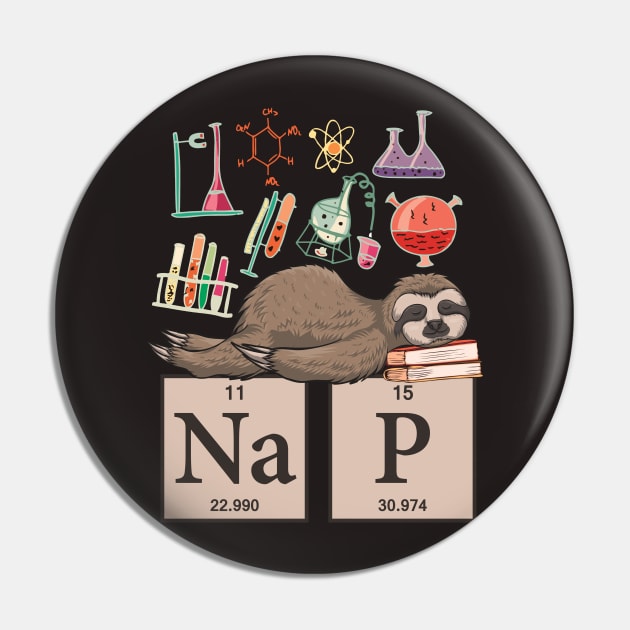 Funny Chemistry Sloth Art Gift Pin by USProudness