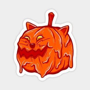 Grime Pumpkin Cat Halloween Magnet