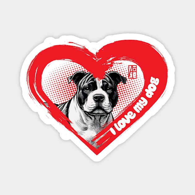 I Love My American Pit Bull Terrier - Loyal dog - I Love my dog Magnet by ArtProjectShop