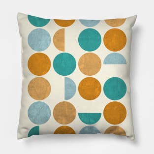 Mid Century Modern Abstract Circles Teal, Orange, Aqua Pillow